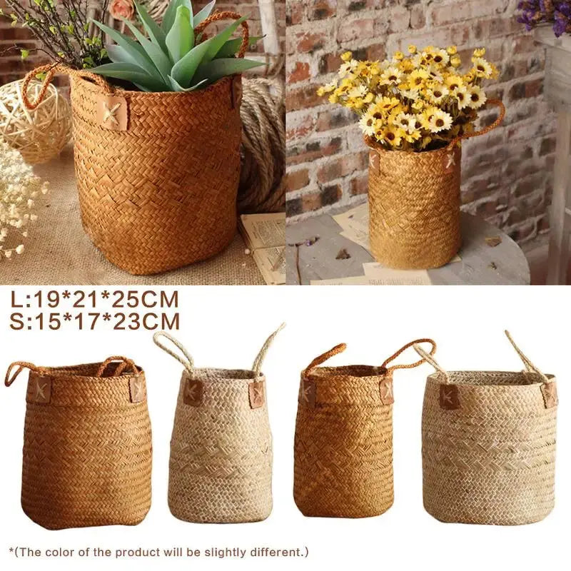 Cache-Pot en Jonc de Mer Tressé - Artisanat Naturel pour Plantes - 20 cm x 25 cm Les paniers et Cabas de Sophie