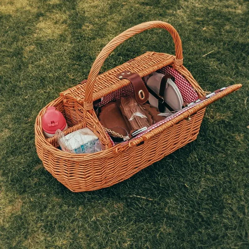 Grand Panier de Pique-Nique en Rotin 4 Personnes avec Accessoires Les paniers et Cabas de Sophie