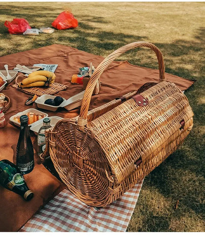 Grand Panier de Pique-Nique en Rotin 4 Personnes avec Accessoires Les paniers et Cabas de Sophie