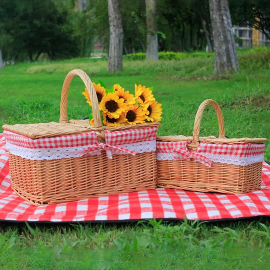 Panier Pique-Nique Rotin Tissé Main 20*30CM - Naturel, Coton Lin Les paniers et Cabas de Sophie