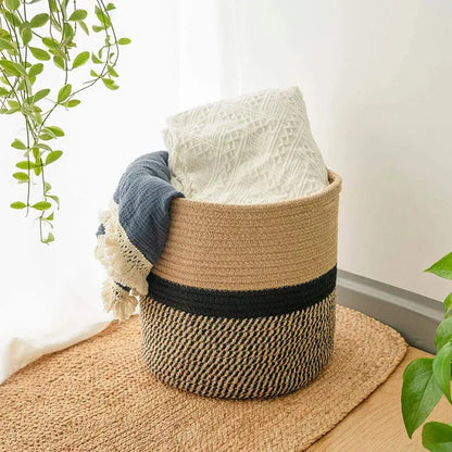 Panier à Linge en Corde de Coton Écologique et Pliable, Mir Cache Pot Handwoven Les paniers et Cabas de Sophie