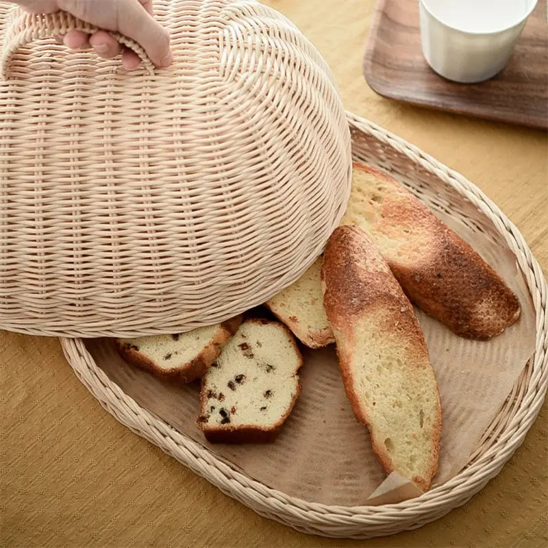 Panier à Pain en Rotin Tressé avec Couvercle Anti-Poussière Les paniers et Cabas de Sophie