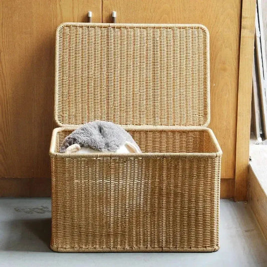 Plus Size Storage Baskets Laundry Rattan Basket Home Organizer Case with Lid Sundries Storage Baskets Wardrobe Closet Organizer Les paniers et Cabas de Sophie