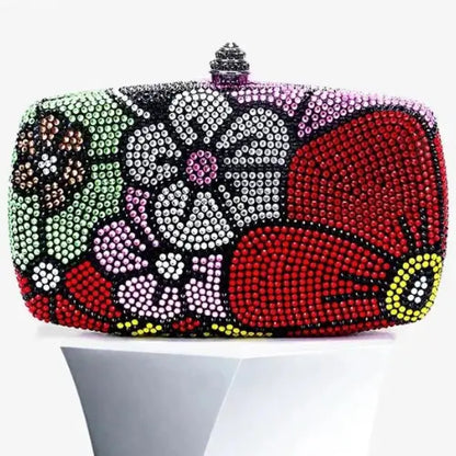 Pochette Clutch soirée de luxe multicolore avec strass - Style Classique