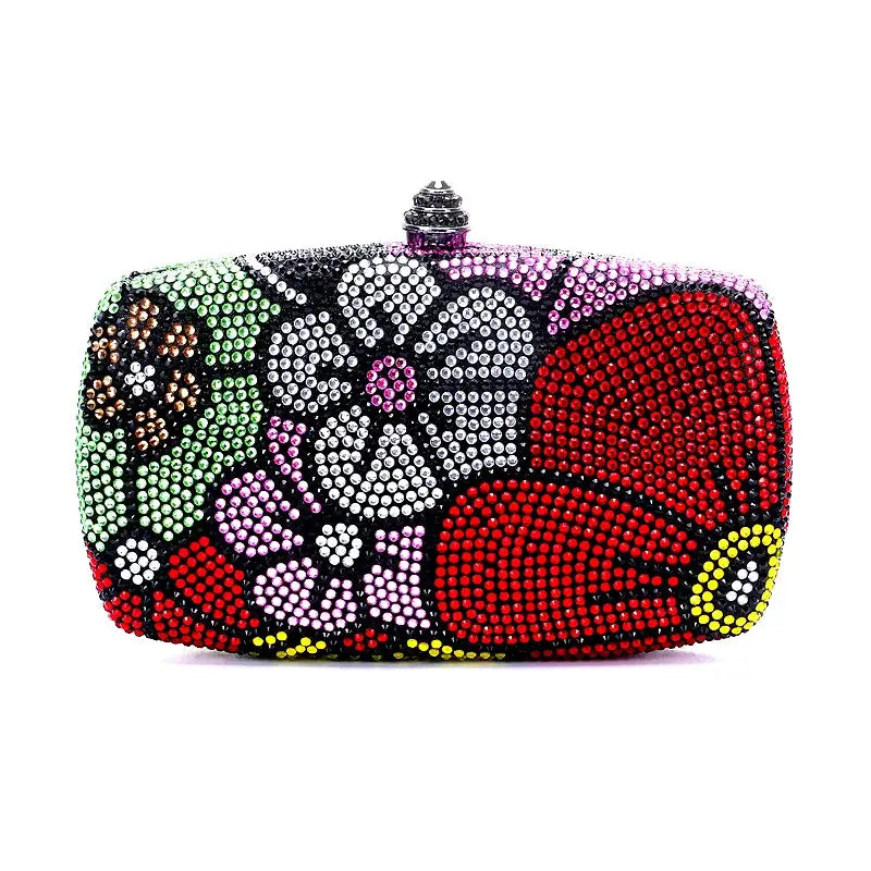 Pochette Clutch soirée de luxe multicolore avec strass - Style Classique Les paniers et Cabas de Sophie