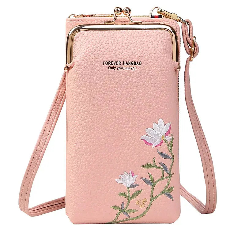 Pochette brodée pour femmes avec bandoulière ajustable Motif floral Les paniers et Cabas de Sophie