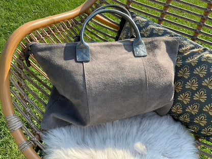 Sac Cabas daim bicolore bandoulière amovible Les paniers et Cabas de Sophie