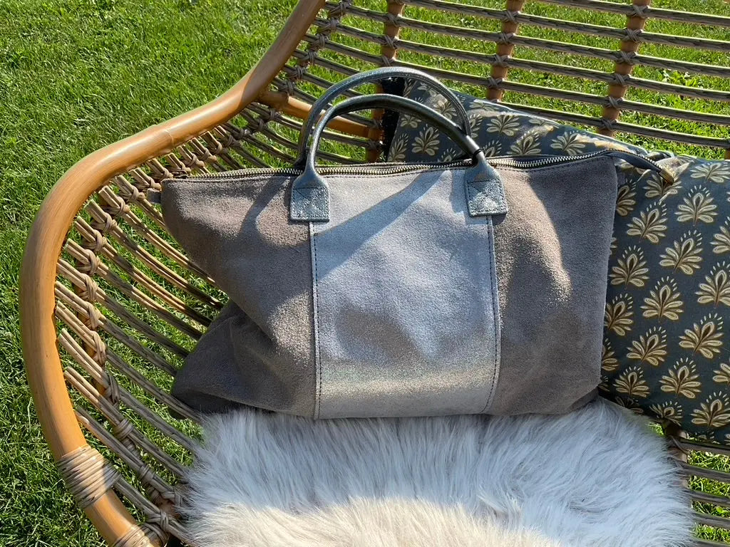 Sac Cabas daim bicolore bandoulière amovible Les paniers et Cabas de Sophie