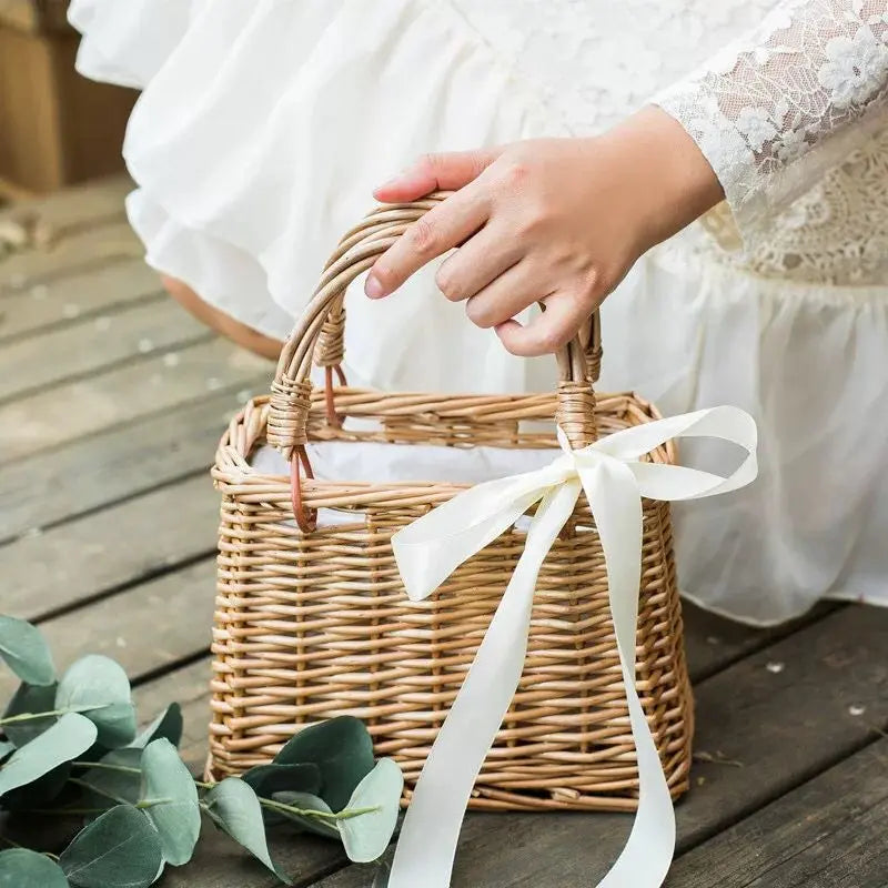 Sac à Main Panier en Rotin Tissé à la Main avec Perles - Taille 15-16cm Les paniers et Cabas de Sophie