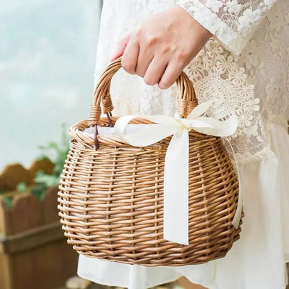 Sac à Main Panier en Rotin Tissé à la Main avec Perles - Taille 15-16cm Les paniers et Cabas de Sophie