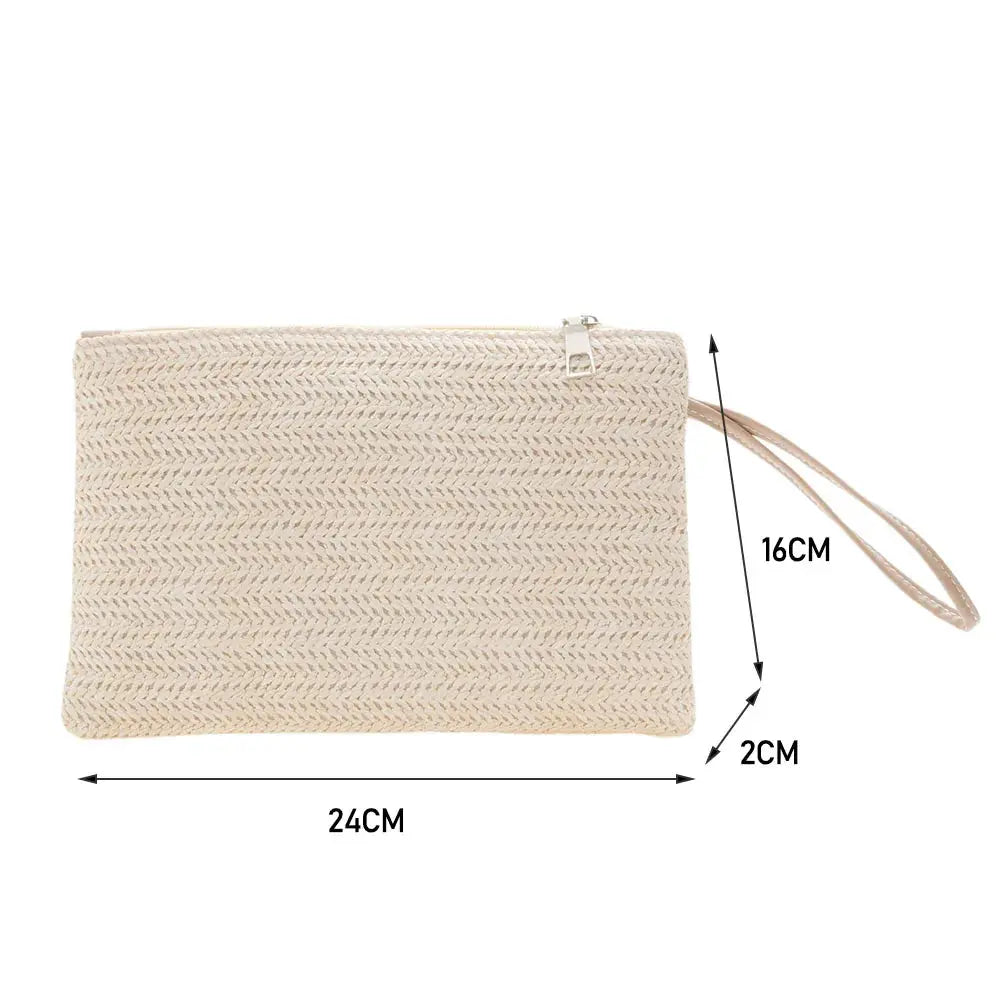 Sac à Main Pochette Clutch Bohème Femme en Paille Tissée Blanc et Beige Les paniers et Cabas de Sophie