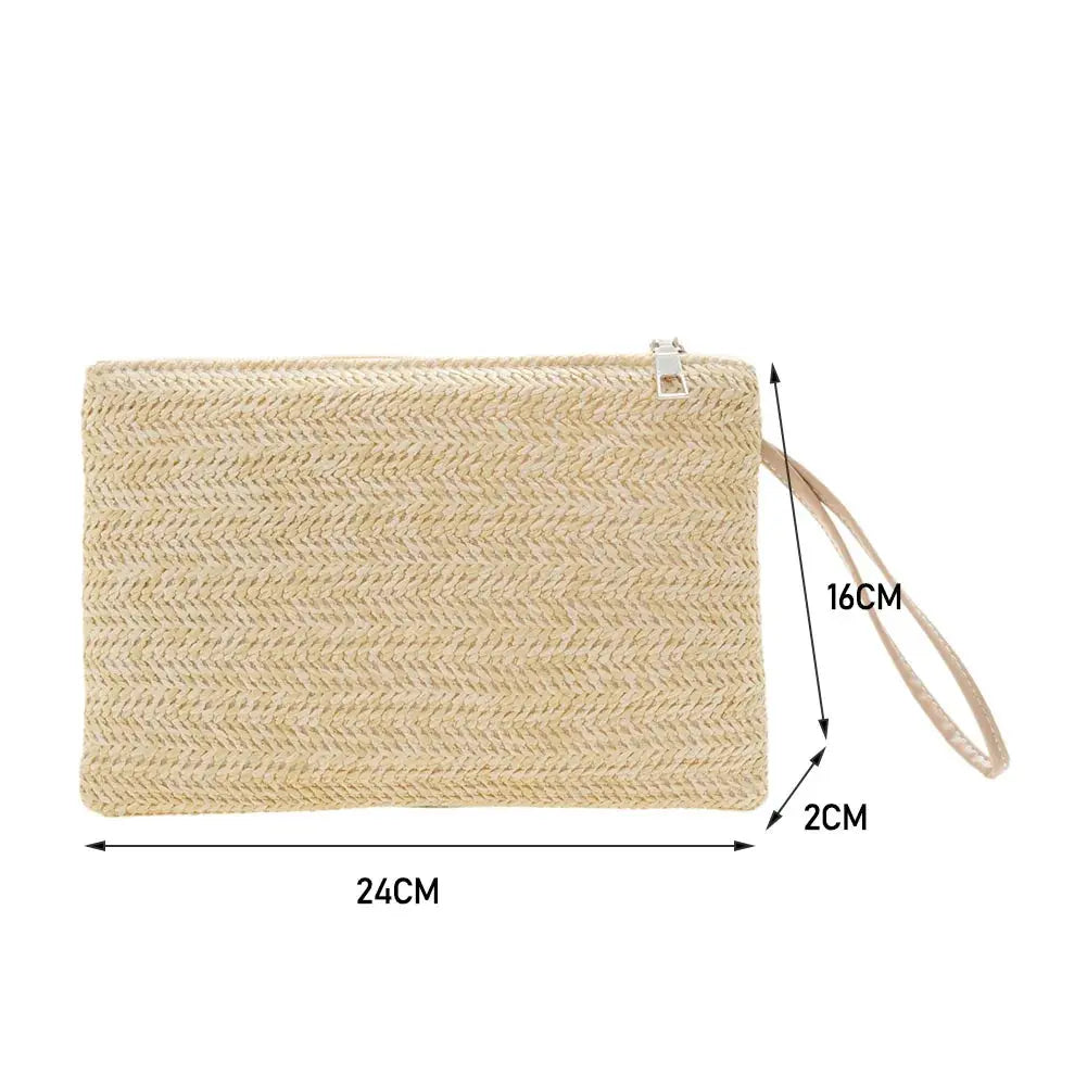 Sac à Main Pochette Clutch Bohème Femme en Paille Tissée Blanc et Beige Les paniers et Cabas de Sophie