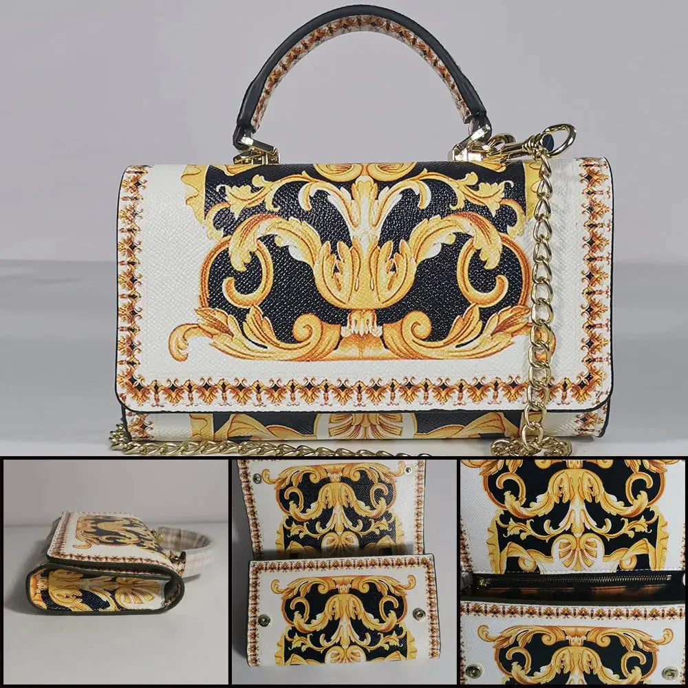 Sac à Main Pochette en Lin Léopard avec Chaîne Fleurs - Style Férocité et Élégance Les paniers et Cabas de Sophie