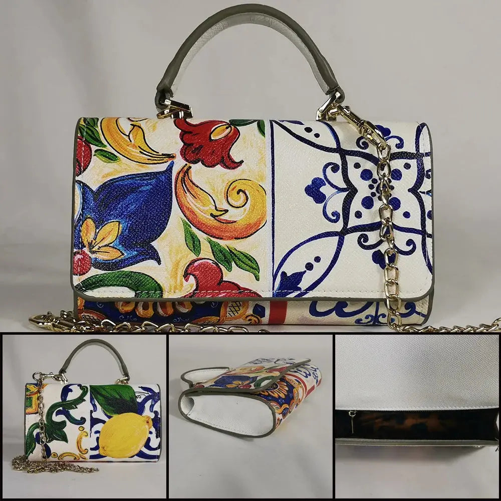 Sac à Main Pochette en Lin Léopard avec Chaîne Fleurs - Style Férocité et Élégance Les paniers et Cabas de Sophie