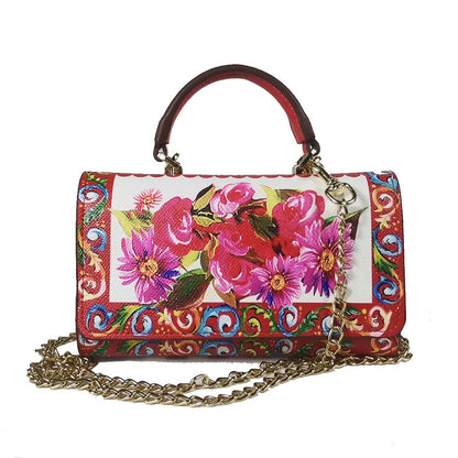 Sac à Main Pochette en Lin Léopard avec Chaîne Fleurs - Style Férocité et Élégance Les paniers et Cabas de Sophie