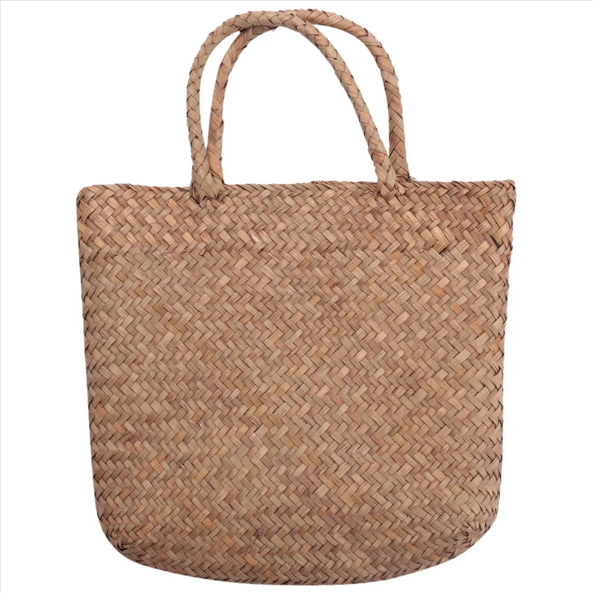 Sac de Plage en Paille Tressée à la Main Léger pour Femme - Marron Naturel, 0,12 kg Les paniers et Cabas de Sophie